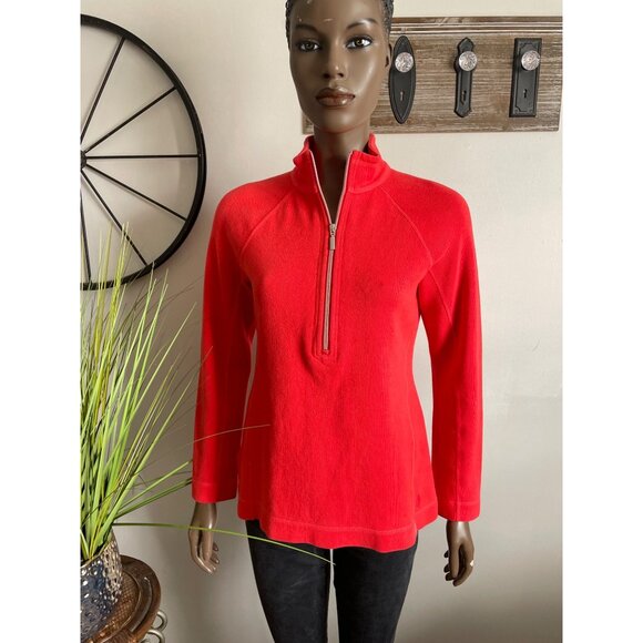 TOMMY BAHAMA Womens Tango Red Aruba Half Zip Pullover Sweatshirt Size S/P - Picture 1 of 8